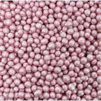 Посипка рисові кульки глазуровані рожеві перпамутрові D=7 мм 50 г