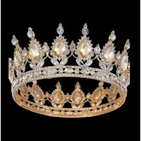 Декор для торта Корона D12 золотая с камнями цвета шампань
