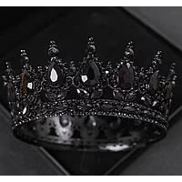 Декор для торта Корона D12 черная с черными камнями