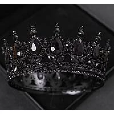 Декор для торта Корона D12 черная с черными камнями