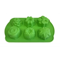 Форма силиконовая для выпечки Цветы ассорти 6 шт на планшете