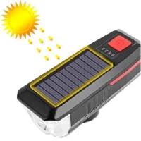 Велофара с сигналом LY-17-XPE, солн. батарея, выносная кнопка, Waterproof, Li-Ion аккум., ЗУ microUSB