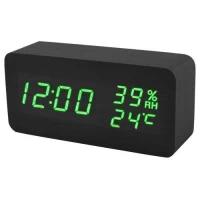 Часы сетевые VST-862S-4 зеленые, (корпус черный) температура, влажность, USB