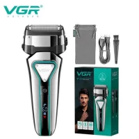 Электробритва VGR V-333 SILVER шейвер для сухого и влажного бритья, Waterproof, выдвижной, триммер, LED