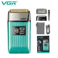 Электробритва VGR V-357 шейвер GREEN, двойное лезвие, 2 насадки, выдвижной триммер, IPX6, LED display Электробритва VGR V-357 шейвер GREEN, двойное лезвие, 2 насадки, выдвижной триммер, IPX6, LED display
