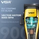 Аккумуляторная машинка для стрижки (clipper) VGR V-015, 6 насадок с магнитами, VECTOR MOTOR 9000 RPM, LED