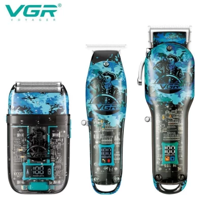 Комплект VGR 3 в 1 V-645 аккумуляторная машинка для стрижки (clipper), триммер и электробритва (шейвер)