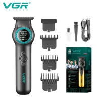 Триммер VGR V-990 GREEN, 3 насадки, керамическое лезвие, TURBO режим, регулировка мощности 7000-8000 RPM, LED light, LED display