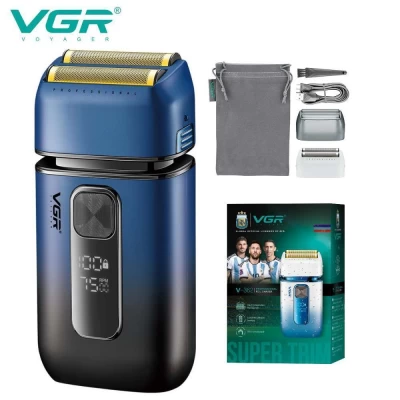Электробритва VGR V-362 BLACK шейвер, двойное лезвие, триммер, IPX6, LED Display