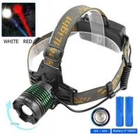 Фонарь налобный Police 2188-2XPE (White+Red), 2х18650, signal light, zoom, ЗУ microUSB, Box