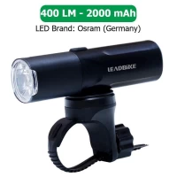 Велофара мощная LEADBIKE M02-OSRAM 400LM, 2000mAh,waterproof, children lock, Li-Ion аккум., ЗУ Type-C