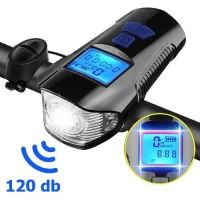 Велофонарь с компьютером и сигналом XA-585-T6+2LED, выносная кнопка, Waterproof, Li-Ion аккумулятор, ЗУ microUSB