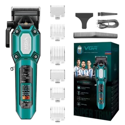 Аккумуляторная машинка для стрижки (clipper) VGR V-600 GREEN, 6 насадок, регулятор высоты, LED display, 7000 RPM Аккумуляторная машинка для стрижки (clipper) VGR V-600 GREEN, 6 насадок, регулятор высоты, LED display, 7000 RPM