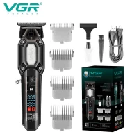 Триммер VGR V-900 BLACK, 4 насадки, LED display, 7000 RPM