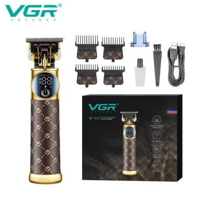 Триммер VGR V-942 BROWN, 4 насадки, LED display