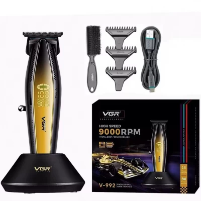 Триммер VGR V-992 GOLD, 9000 RPM, 2000 mAh, 3 насадки, LED display