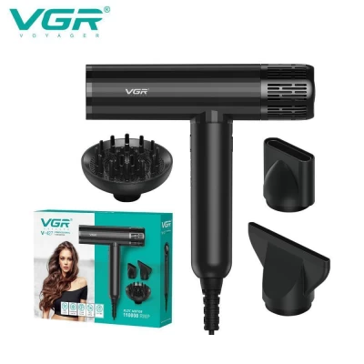 Фен профессиональный VGR V-427, 4 уровня обдува, 3 уровня температуры, 110000 RPM, 3 насадки