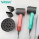 Фен профессиональный VGR V-440 PINK, 3 уровня обдува, 3 уровня температуры, 110000 RPM, 3 насадки