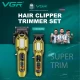 Комплект VGR 2 в 1 V-600&900 GOLD, аккумуляторная машинка для стрижки (clipper) и триммер, 10 насадок, LED
