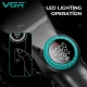 Триммер VGR V-977 BLACK, регулировка мощности 6000 - 8000 RPM, 2500 mAh, 4 насадки, LED display