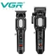 Комплект VGR 2 в 1 V-600&900 BLACK, аккумуляторная машинка для стрижки (clipper) и триммер, 10 насадок, LED