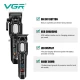 Комплект VGR 2 в 1 V-600&900 BLACK, аккумуляторная машинка для стрижки (clipper) и триммер, 10 насадок, LED
