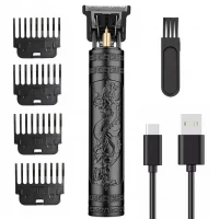 Машинка (триммер) для стрижки волос и бороды T9-2 BLACK, Li-Ion аккум., 4 насадки (1.5, 2, 3, 4 мм)