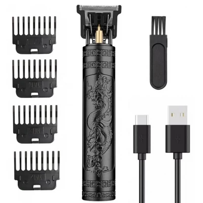 Машинка (триммер) для стрижки волос и бороды T9-2 BLACK, Li-Ion аккум., 4 насадки (1.5, 2, 3, 4 мм)