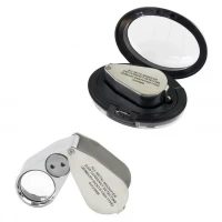 Лупа складная 40x с LED и UV-подсветкой, металлическая MG9890