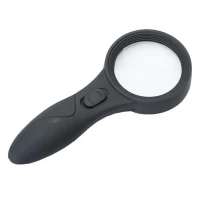 Лупа ручная с LED и UV-подсветкой, увеличение 4x, диаметр линзы 65 мм TH-600559