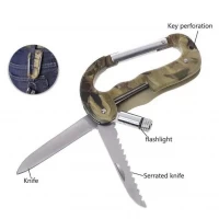 Тактический нож Traveler A-08 кемпинг, альпинистский карабин, крюк, LED фонарик