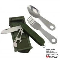 Набор туристический нож, вилка, ложка Traveler 10,5см K601