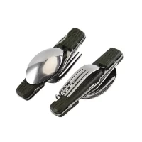 Набор туристический нож, вилка, ложка, открывалка, штопор Traveler 12см K605