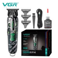 Триммер VGR V-260 GREEN, 3 насадки, 2000mAh, 9000 RPM, LED display