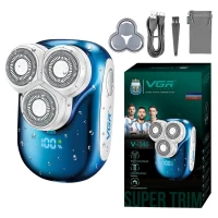 Электробритва VGR V-346 BLUE, роторная, IPX5, LED display