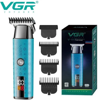 Триммер VGR V-943 BLUE, 3 насадки, LED Display