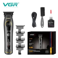Триммер VGR V-299 BLACK, 4 насадки, 9000RPM, 2000 mAh, 5 уровней скорости, LED display