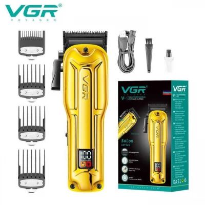 Аккумуляторная машинка для стрижки (clipper) VGR V-138 GOLD, 4 насадки, 7000 RPM, 2500 mAh, LED display