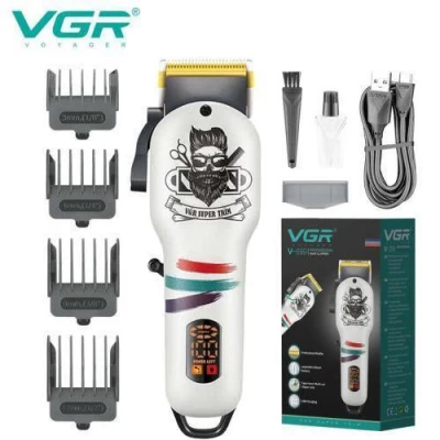 Аккумуляторная машинка для стрижки (clipper) VGR V-699 WHITE, 4 насадки, LED display Аккумуляторная машинка для стрижки (clipper) VGR V-699 WHITE, 4 насадки, LED display