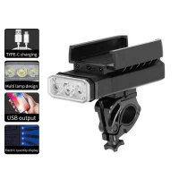 Велофонарь BK09/Z-03-3T6, Power Bank, Li-Ion аккумулятор, ЗУ Type-C, крепление под телефон