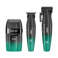 Комплект VGR 3 в 1 V-640 S3 GREEN, машинка для стрижки (clipper), триммер и электробритва (шейвер)