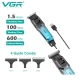 Триммер VGR V-964 BLACK, 7000 RPM, 3 насадки, LED display