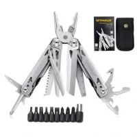 Мультитул тактический Traveler MQ064DG Silver 28 в 1, комплект бит, с чехлом, с плоскогубцами 16,2см
