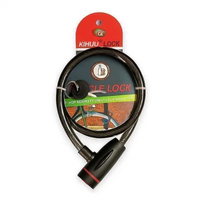 Замок велосипедный KIHUU LOCK 187, 12*150 тросовый, 2 ключа