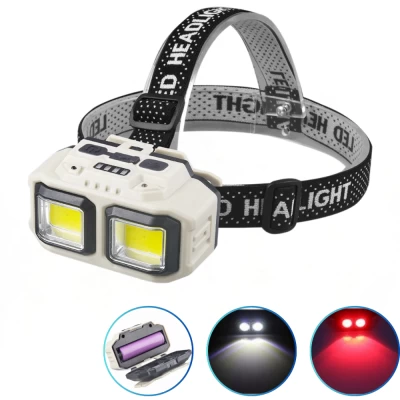 Фонарь налобный HX-816-2COB(White+Red), Waterproof, 1x18650, ЗУ Type-C, Box