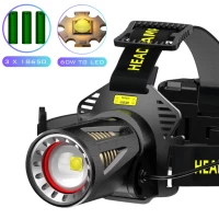 Фонарь налобный H610-WHITE LASER LED PM50-TG, Motion Sensor, 3x18650, Power Bank, ЗУ Type-C, zoom