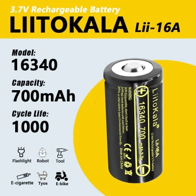 Аккумулятор 16340, LiitoKala Lii-16A, 700mAh, ОРИГИНАЛ