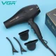 Фен профессиональный VGR V-406 BLACK, 3 уровня обдува, 3 уровня температуры, 2 насадки, 3000 Вт