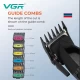 Аккумуляторная машинка для стрижки (clipper) VGR V-889C, 6 насадок, LED display, 9000RPM