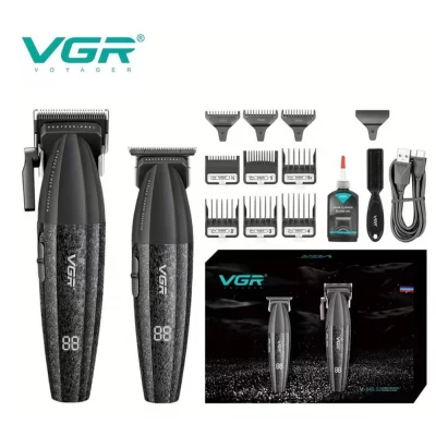 Комплект VGR 2 в 1 V-640 S2 BLACK аккумуляторная машинка для стрижки (clipper) и триммер